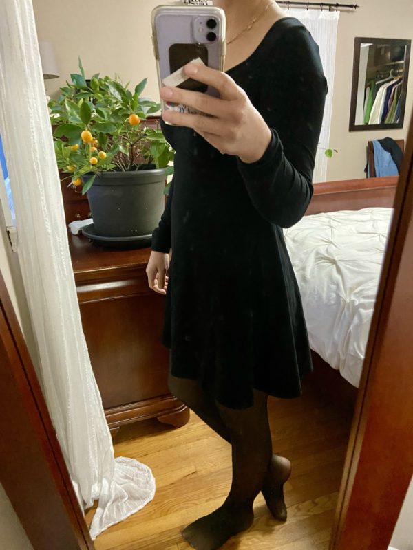 Kristen's black dress.