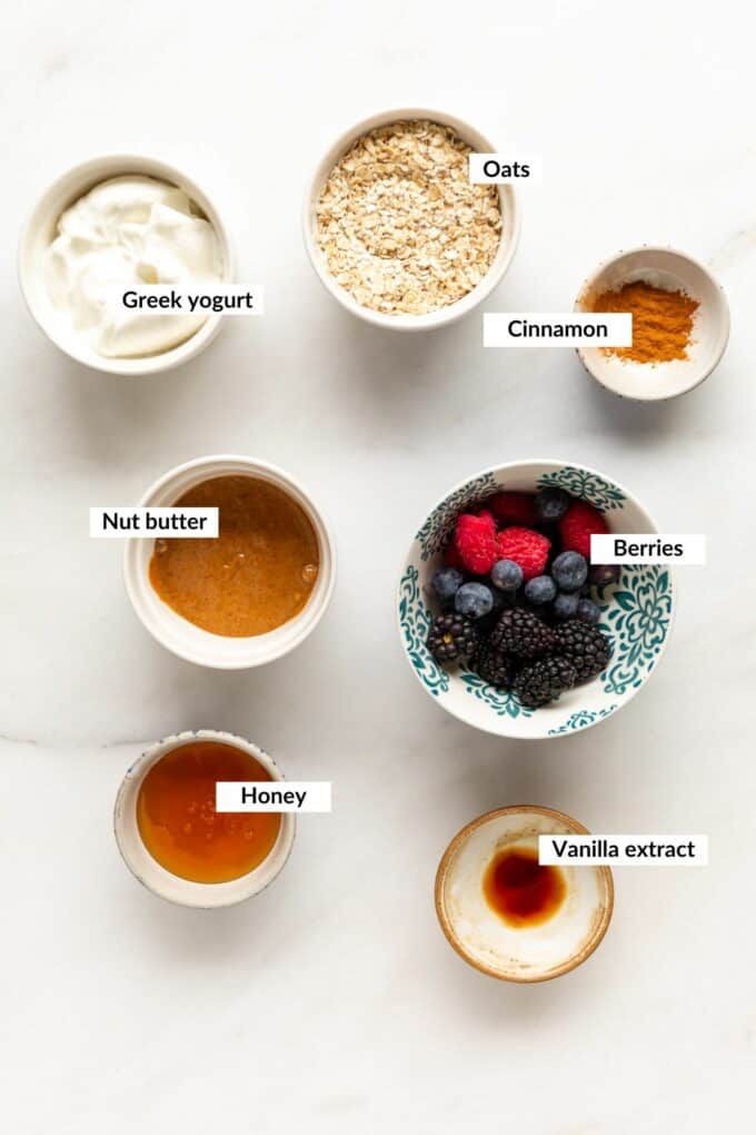 ingredients to make frozen yogurt granola cups