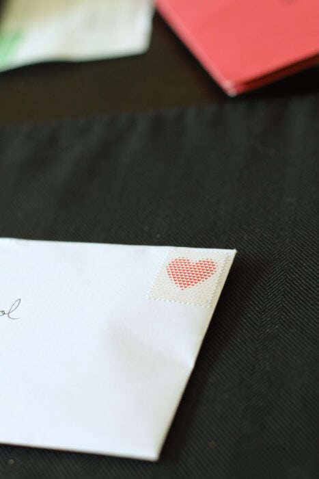 envelope with a heart stamp