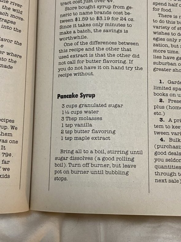 pancake syrup recipe.