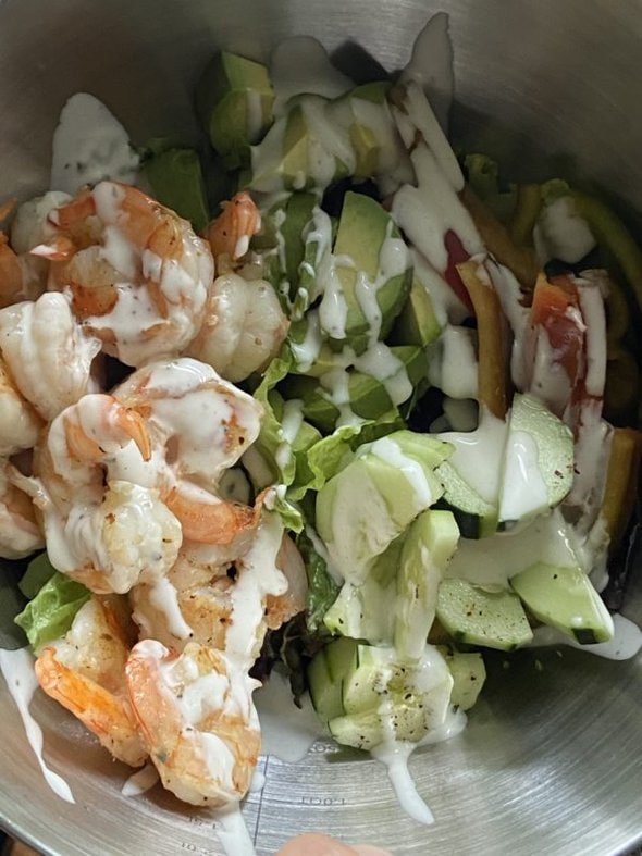 green salad with shrimp.